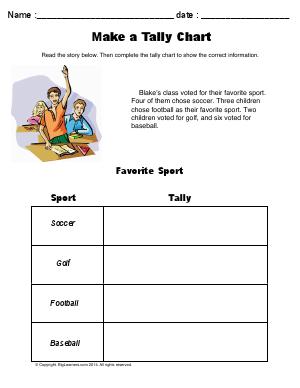 Preview image for worksheet with title Make a Tally Chart ( Favorite Sport )