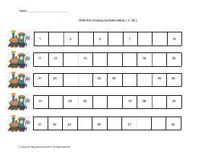 Preview image for worksheet with title Write the Missing Numbers ( 1- 50 )