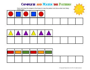 Preview image for worksheet with title Complete and Match the Pattern
