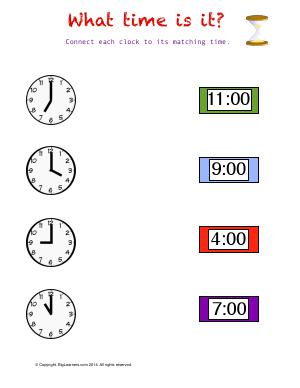 Preview image for worksheet with title What Time Is It ?