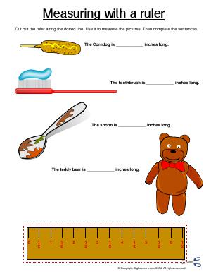 Preview image for worksheet with title Measuring With a Ruler