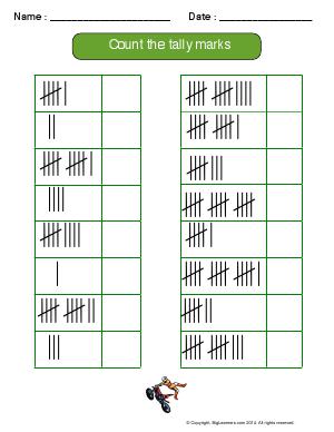 Preview image for worksheet with title Count the Tally Marks