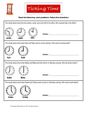 Preview image for worksheet with title Ticking Time
