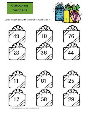 Preview image for worksheet with title Comparing Numbers