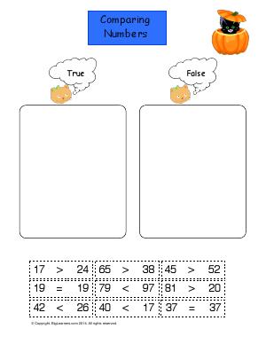 Preview image for worksheet with title Comparing Numbers