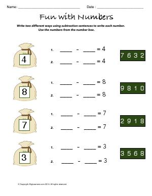 Preview image for worksheet with title Fun With Numbers