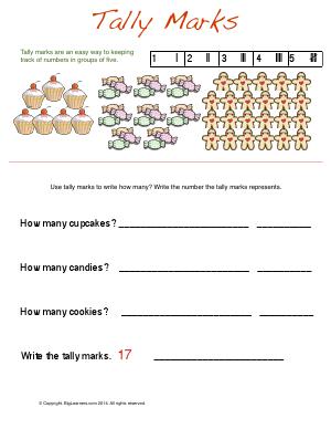 Preview image for worksheet with title Tally Marks