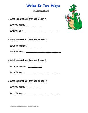 Preview image for worksheet with title Write it Two Ways