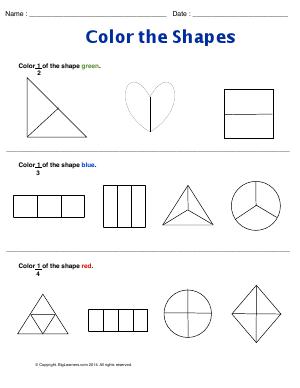 Preview image for worksheet with title Color the Shapes