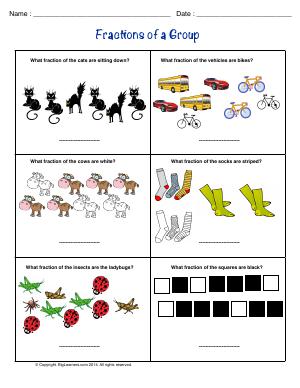 Preview image for worksheet with title Fractions of a Group