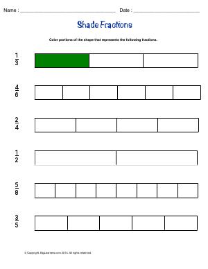 Preview image for worksheet with title Shade Fractions