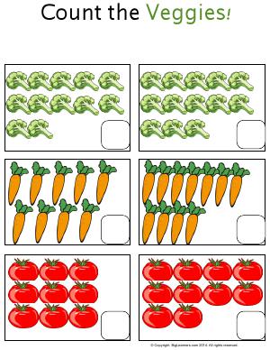 Preview image for worksheet with title Count the Veggies!