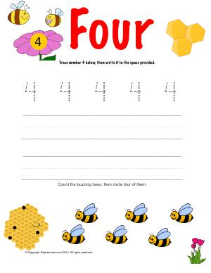 Preview image for worksheet with title Number Four