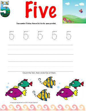 Preview image for worksheet with title Number Five