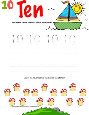 Preview image for worksheet with title Number Ten
