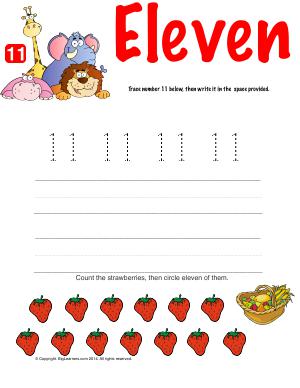 Preview image for worksheet with title Number Eleven