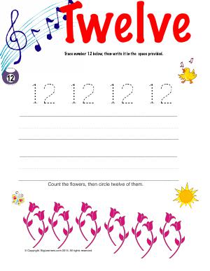 Preview image for worksheet with title Number Twelve