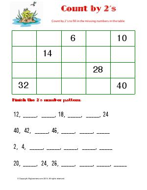 Preview image for worksheet with title Count by 2's