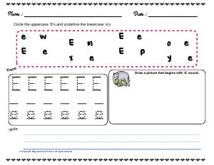 Preview image for worksheet with title Letter 'Ee'