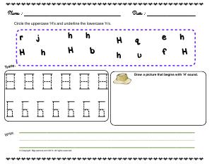 Preview image for worksheet with title Letter 'Hh'