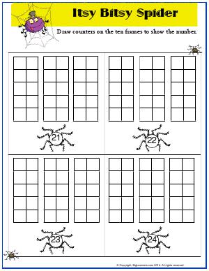 Preview image for worksheet with title Itsy Bitsy Spider ( 21-24)