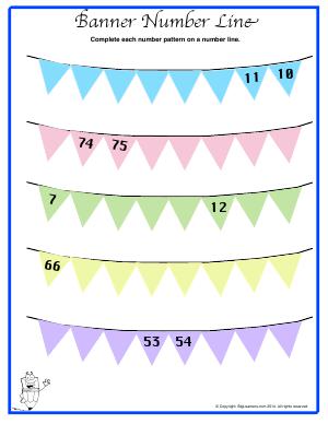 Preview image for worksheet with title Banner Number Line