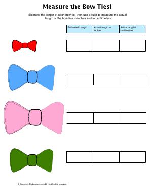 Preview image for worksheet with title Measure the Bow Ties!