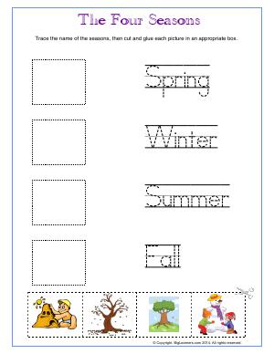 Preview image for worksheet with title The Four Seasons