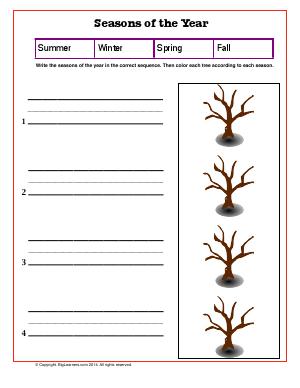 Preview image for worksheet with title Seasons of the Year