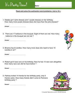 Preview image for worksheet with title It's Party Time!
