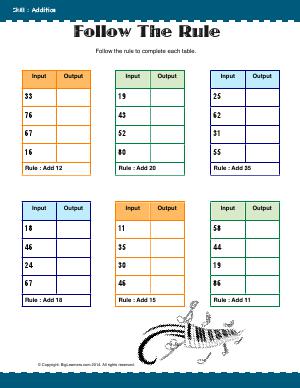 Preview image for worksheet with title Follow the Rule ( 2 - Digit Addition )