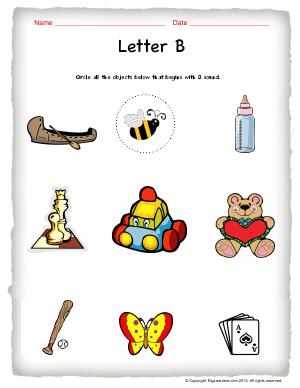 Preview image for worksheet with title Letter B