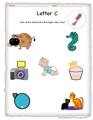 Preview image for worksheet with title Letter C