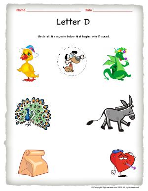 Preview image for worksheet with title Letter D