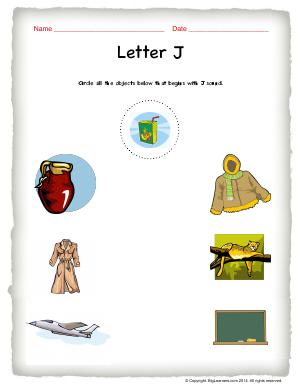 Preview image for worksheet with title Letter J
