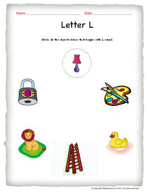 Preview image for worksheet with title Letter L
