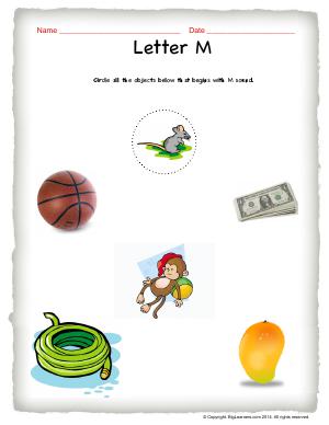 Preview image for worksheet with title Letter M