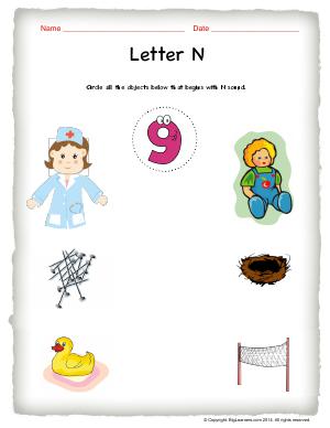 Preview image for worksheet with title Letter N