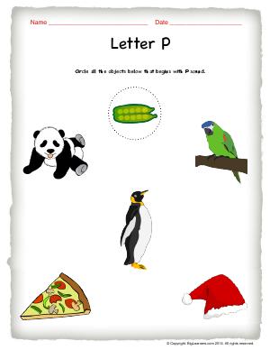 Preview image for worksheet with title Letter P