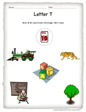 Preview image for worksheet with title Letter T