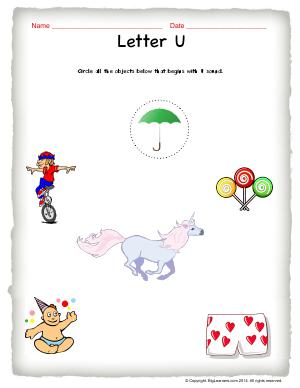 Preview image for worksheet with title Letter U