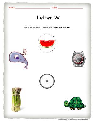 Preview image for worksheet with title Letter W