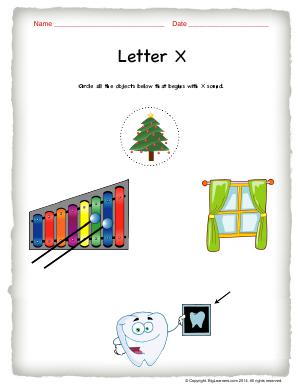 Preview image for worksheet with title Letter X