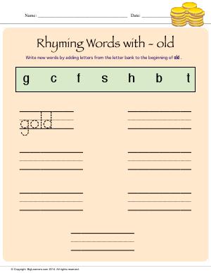 Preview image for worksheet with title Rhyming Words With - old