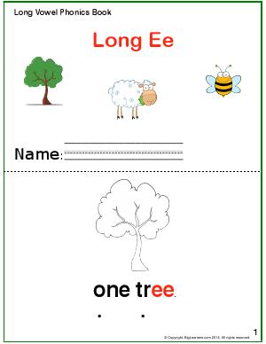 Preview image for worksheet with title Long Vowel Phonics Book - Long Ee Sound