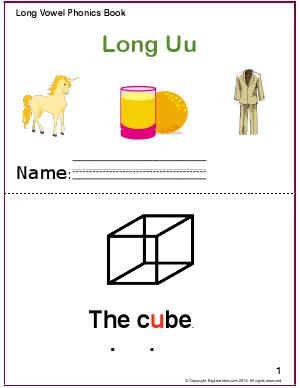 Preview image for worksheet with title Long Vowel Phonics Book - Long Uu Sound
