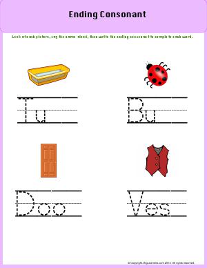 Preview image for worksheet with title Ending Sound