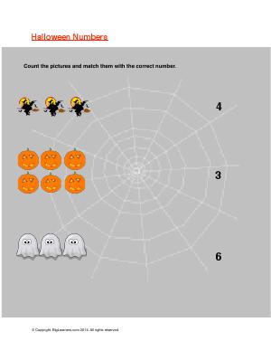 Preview image for worksheet with title Halloween Numbers