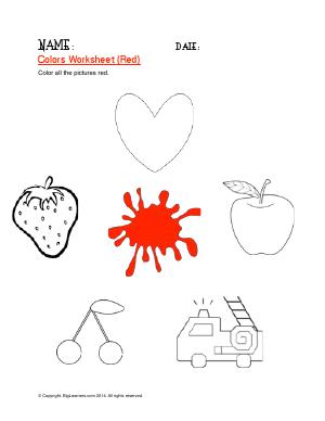 Preview image for worksheet with title Colors Worksheet ( Red )