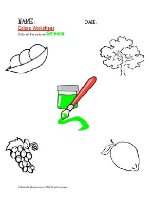 Preview image for worksheet with title Colors Worksheet ( Green )